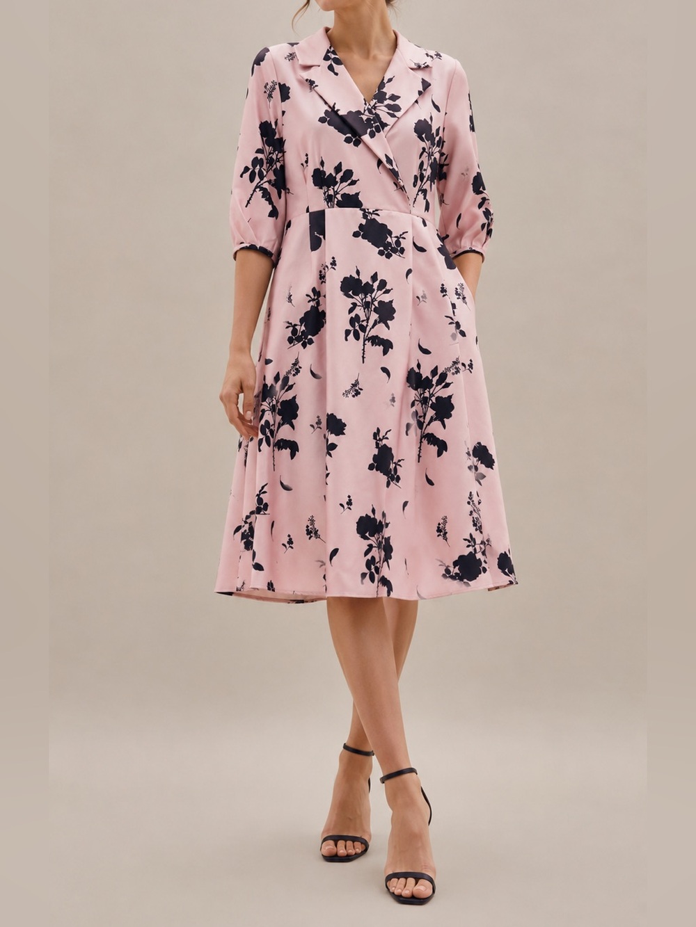 Ted Baker London Pale Pink Floral Midi Dress